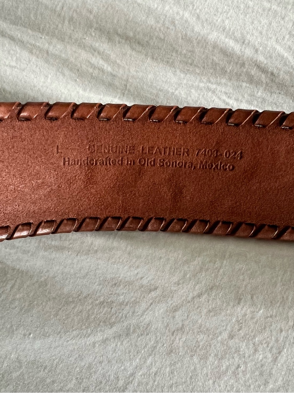 Wrangler Hand-Tooled Brown Leather Belt with Silver Horseshoe Buckle - Picture 3 of 6